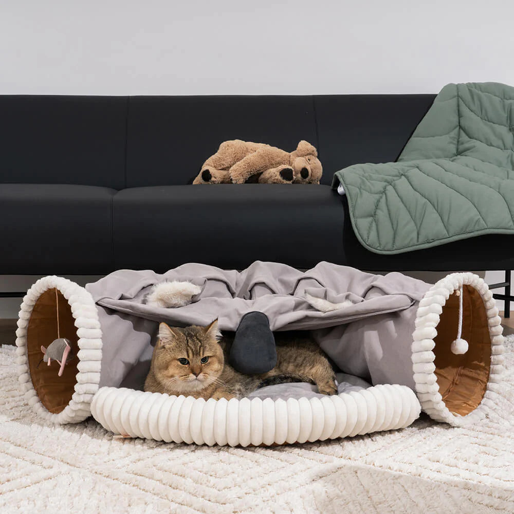 Faltbarer ComfyCat-Tunnel – Kuscheliges 2-in-1 Bett für drinnen