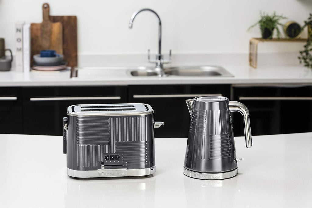 Russell Hobbs GeoSteel Set Colazione: Tostapane, Bollitore e Macchina per il Caffè