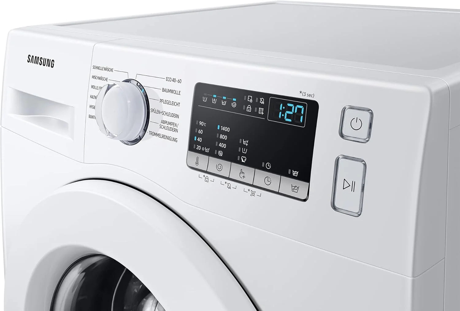 Samsung WW90T4048EE/EG Lavatrice, 9 kg, 1400 giri/min, Ecobubble, Programma vapore igienizzante, Funzione Smacchia Tutto, Motore Digital Inverter, Bianco