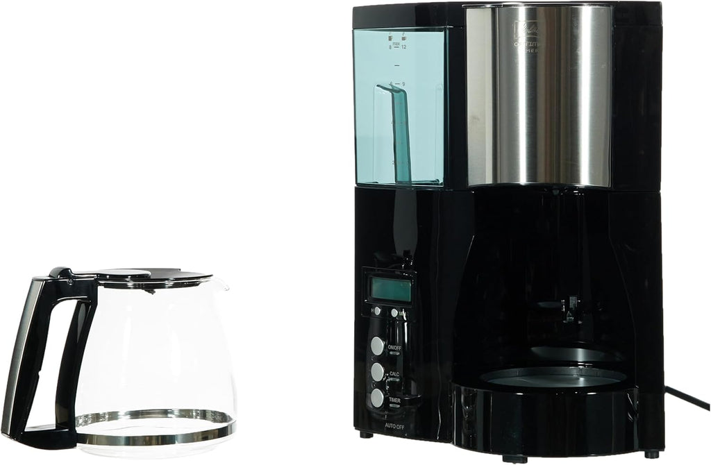 Melitta Optima Timer – Macchina da caffè con timer, macchina da caffè americano con caraffa in vetro e serbatoio dell'acqua rimovibile, per un massimo di 8 tazze di caffè, nero
