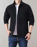 Giacca in pile casual da uomo con collo alla coreana e tasche
