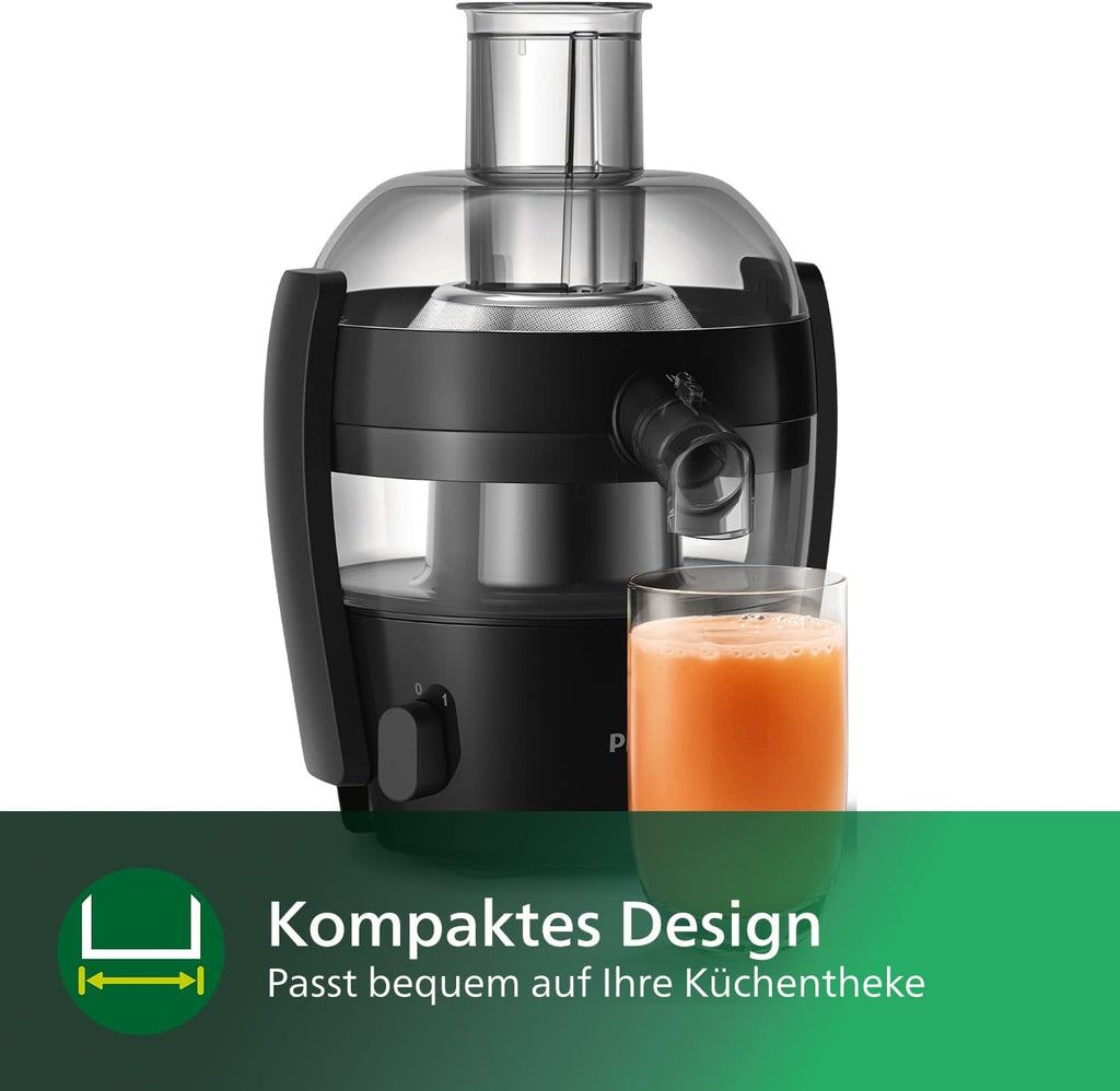 Philips Centrifuga – 1100W, 2L, App di ricette HomeID, Apertura extra-large, QuickClean (HR1921/20), 25 x 43.2 x 29.6 cm, Acciaio inossidabile