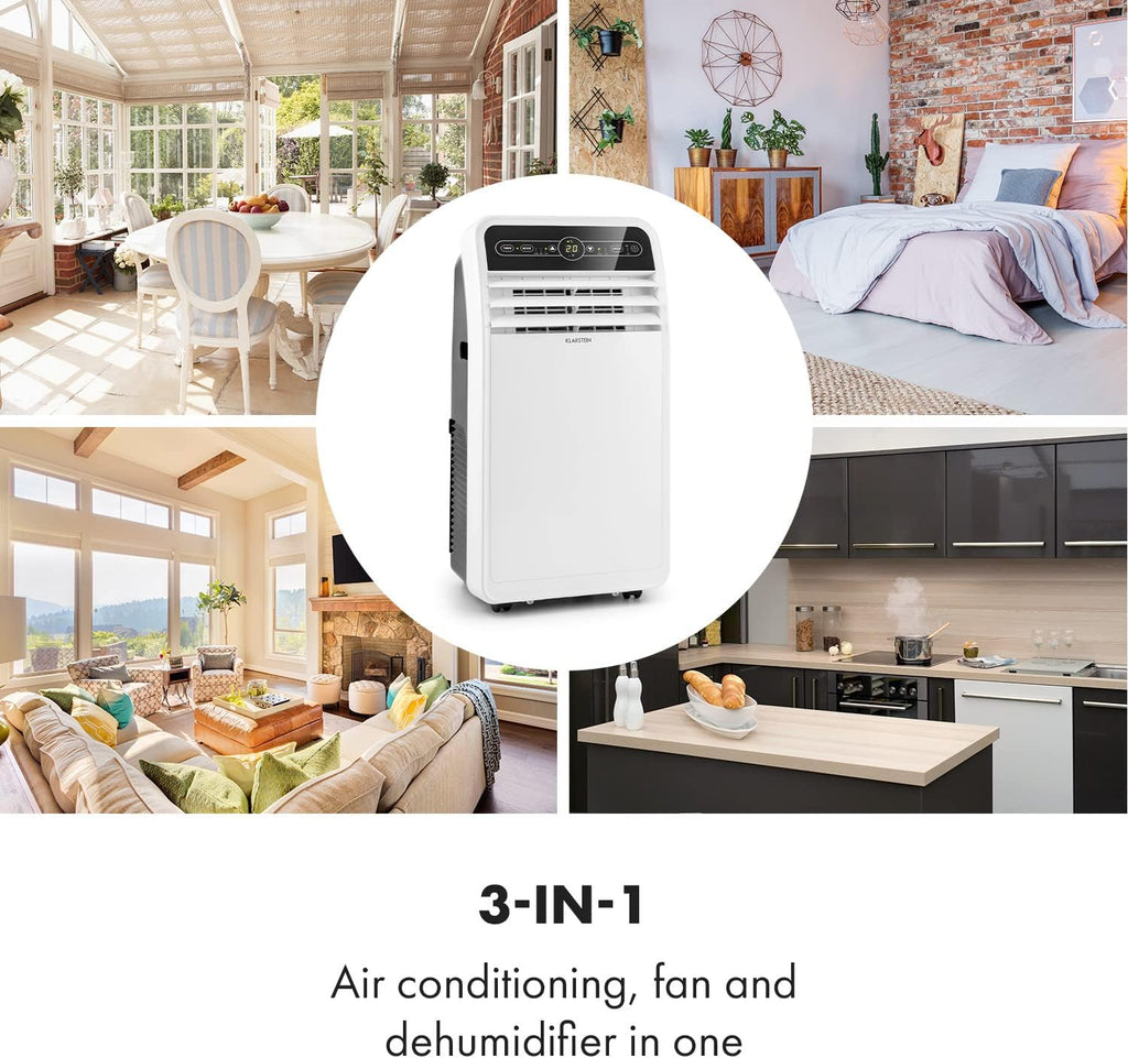 Klarstein Climatizzatore Portatile con Tubo di Scarico, Condizionatore 4-in-1 con Ventilatore, Deumidificatore e Modalità Notturna, Piccolo e Portatile per Casa e Ufficio, Controllo tramite App, 12000 BTU