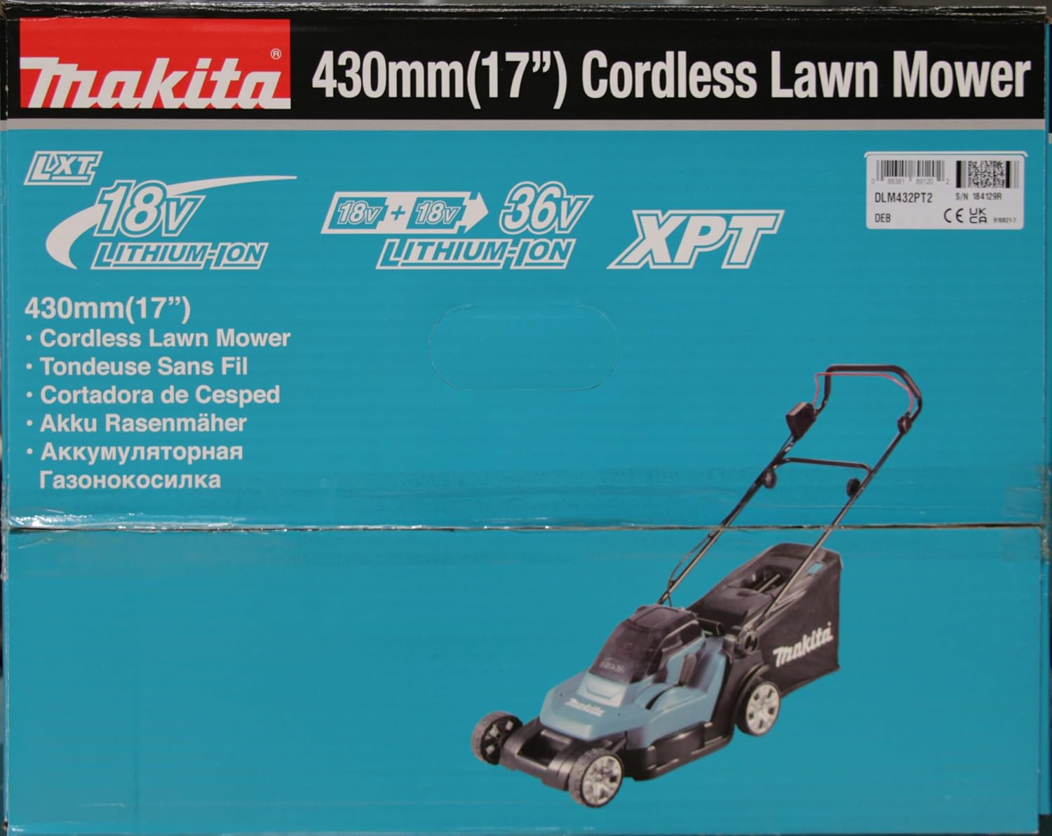 Makita DLM432Z Tosaerba a batteria 2x18 V (senza batteria, senza caricabatterie)