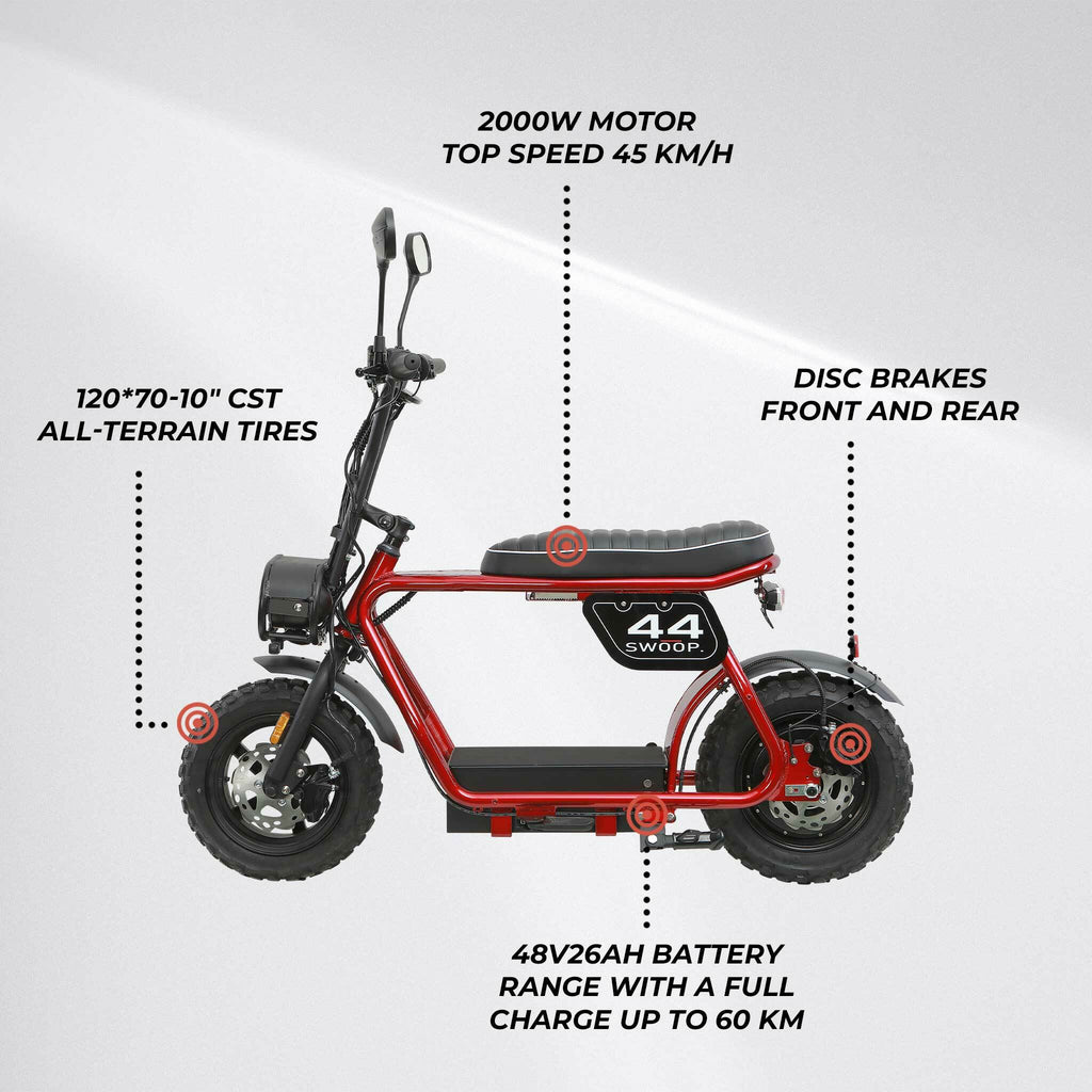 Monopattino elettrico Swoop Turbo 2000W, rosso
