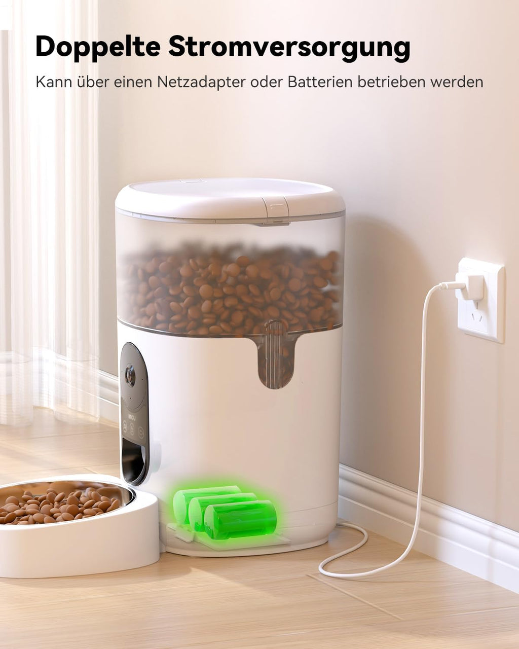 Imou Mangiatoia Automatica per Gatti da 4L con Fotocamera 4MP e 360°, Dispenser Automatico per Gatti/Cani con Sensore di Basso Livello di Cibo e Blocco, Rilevamento di Movimento e Animali Domestici, 1-15 Pasti/Giorno