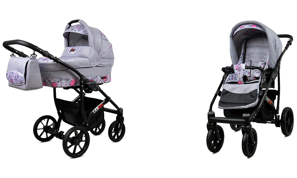 BabyLux Largo 2-in-1 Baby Kinderwagen Tief und Kinderwagen mit Zubehör Verstellbar und faltbar Aluminiumkonstruktion Wasserdicht Nicht abnehmbare Räder Brown Cream White Frame