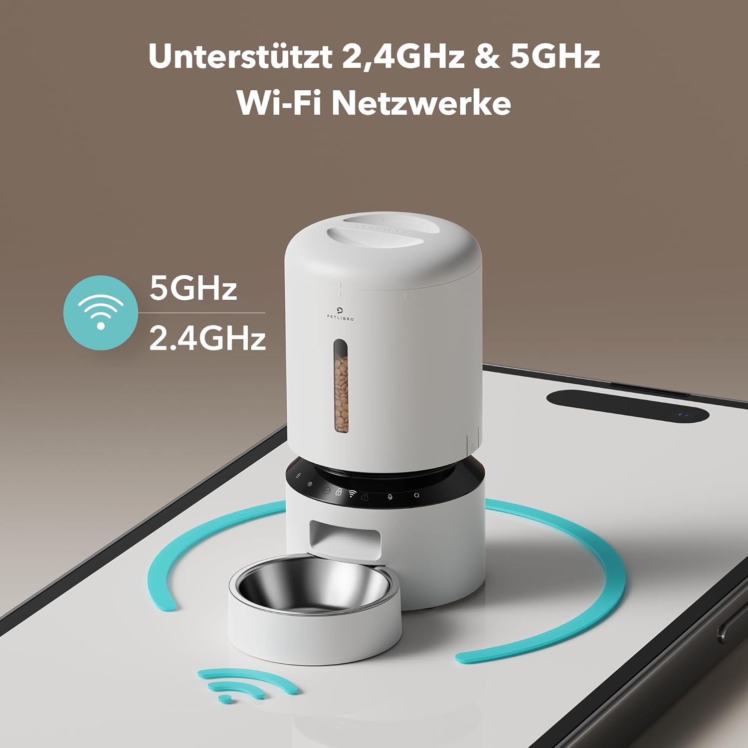 PETLIBRO Mangiatoia Automatica Gatti da 5L, Mangiatoia Intelligente per Gatti con WiFi 5G/2.4G, Dispenser Automatico di Cibo Secco per Gatti o Cani con Controllo Tramite App, 1-10 Pasti al Giorno, Bianco