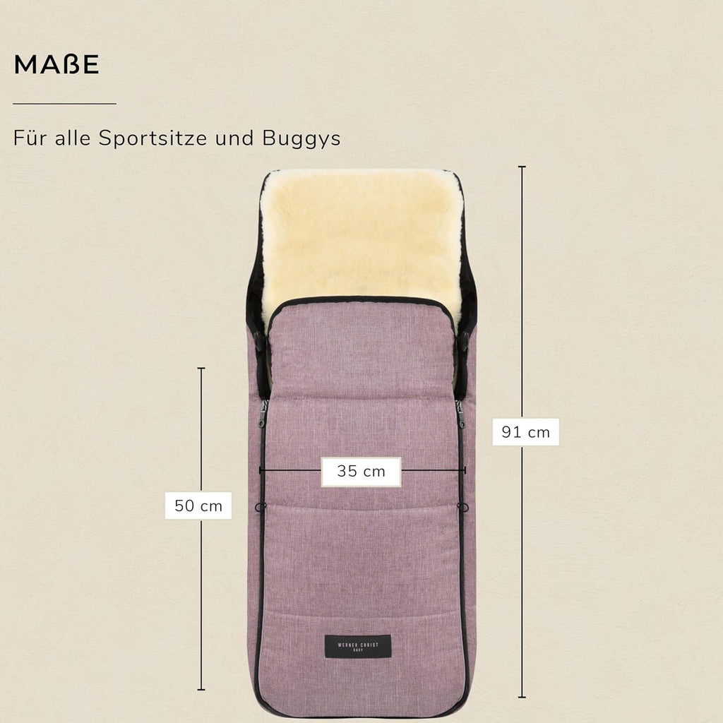 WERNER CHRIST BABY, Kinderwagen-Fußsack CORTINA – Thermo Winterfußsack (Kinder ab 6 - bis 36 Monate), mit herausnehmbarer Lammfelleinlage, medizinisches Fell, in Black (schwarz)