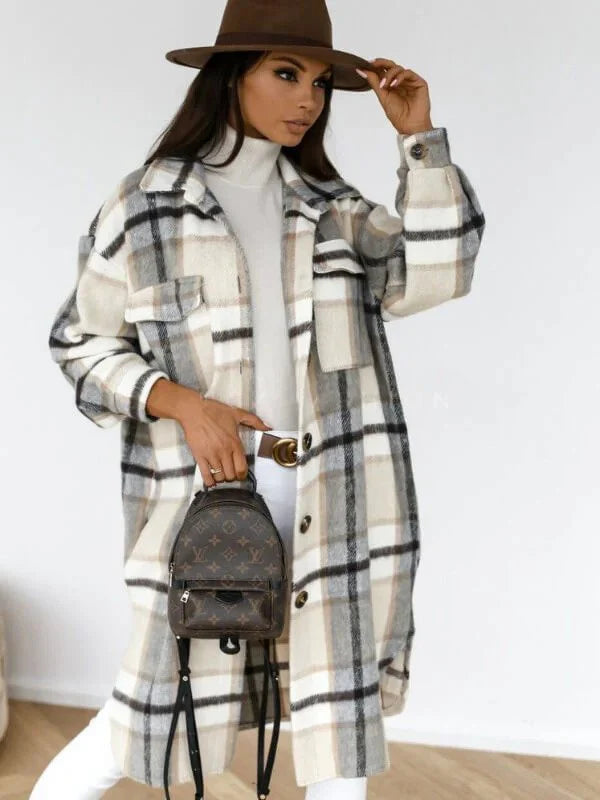 Cappotto Lungo a Quadri da Donna