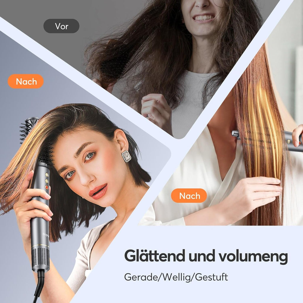 Asciugacapelli ionico 5 in 1 Airstyler 110.000 giri/min, Styler professionale per asciugatura rapida, Spazzola ad aria calda senza effetto crespo, Arricciacapelli automatico da 32 mm, Spazzola lisciante e spazzola volumizzante, Confezione regalo
