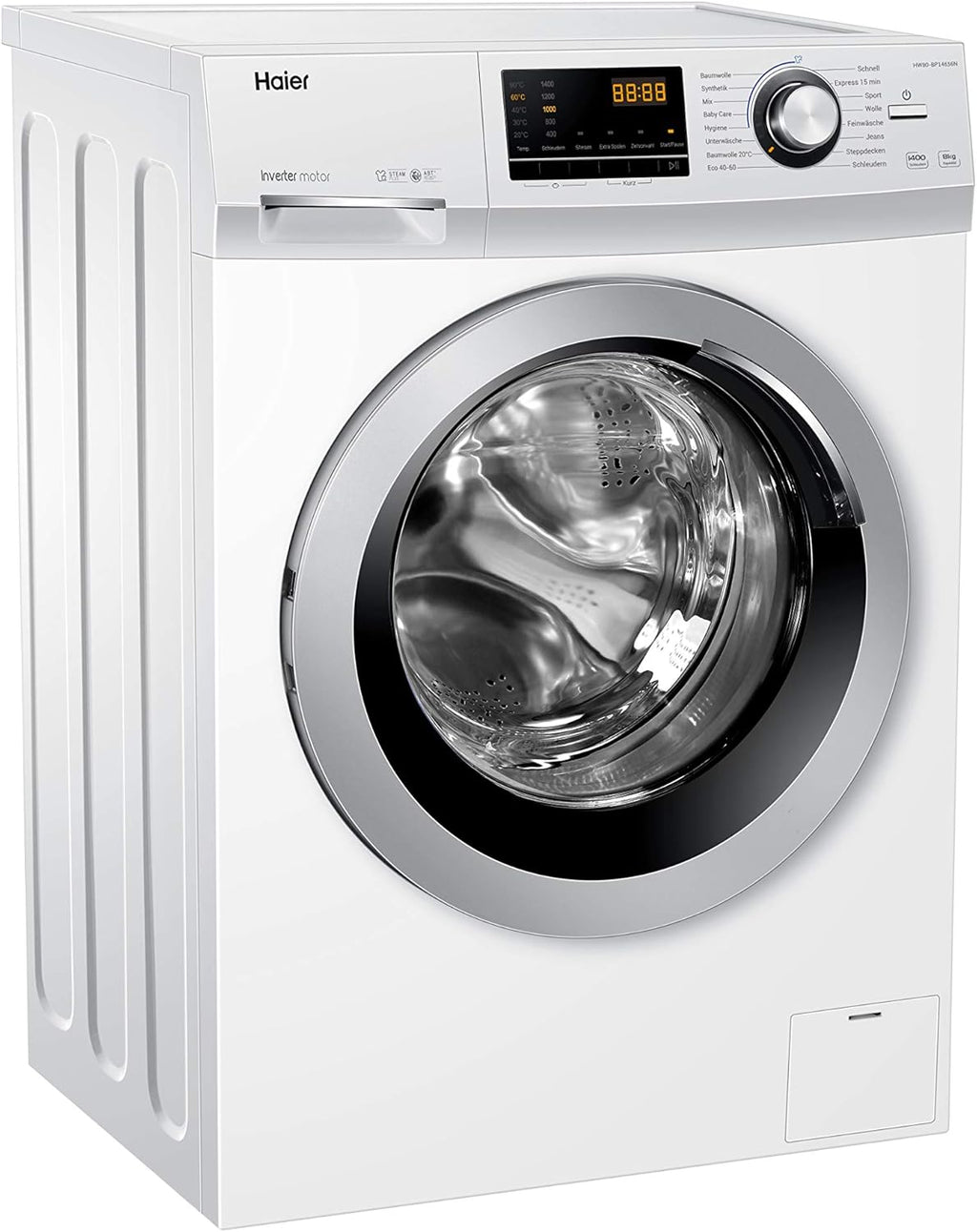 Haier HW100-BP14636N Waschmaschine / 10 kg / A - beste Effizienz / Inverter-Motor / Dampffunktion / Vollwasserschutz / Eco 40-60 Programm