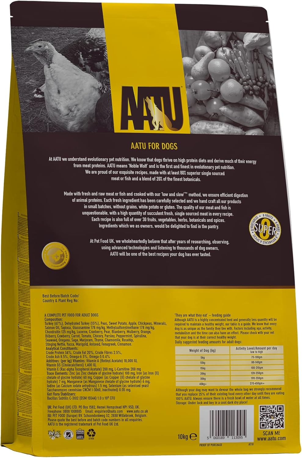 AATU Cibo Secco per Cani, Cibo Secco per Cani 80/20 con Pollo, Cibo per Cani Senza Cereali ad Alto Contenuto Proteico, Alimento Naturale per Cani Adulti di Tutte le Razze, 1,5 kg