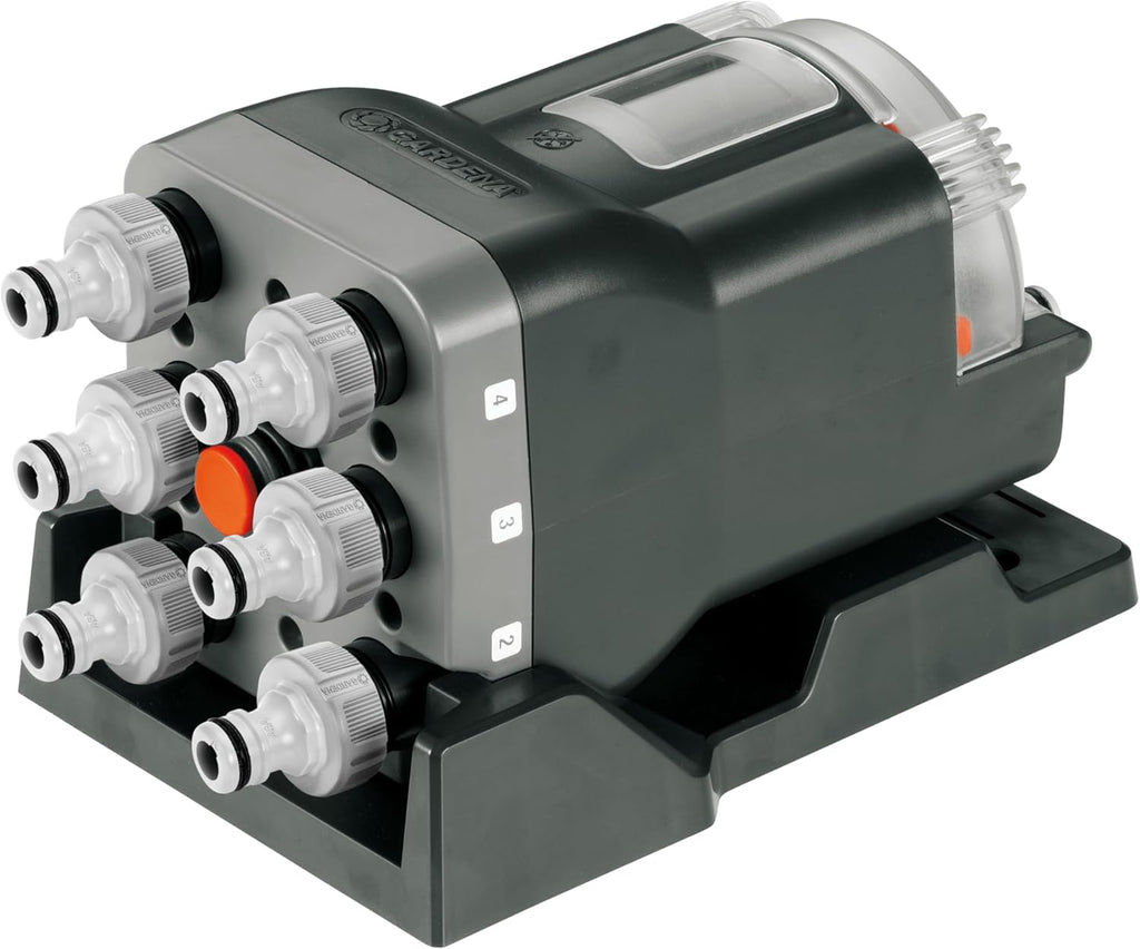Gardena distributore automatico d'acqua: distributore a 6 vie, facile da usare, salvaspazio, flessibile nell'impiego, ideale anche in caso di bassa pressione dell'acqua, filettatura esterna da 3/4" (1197-20)