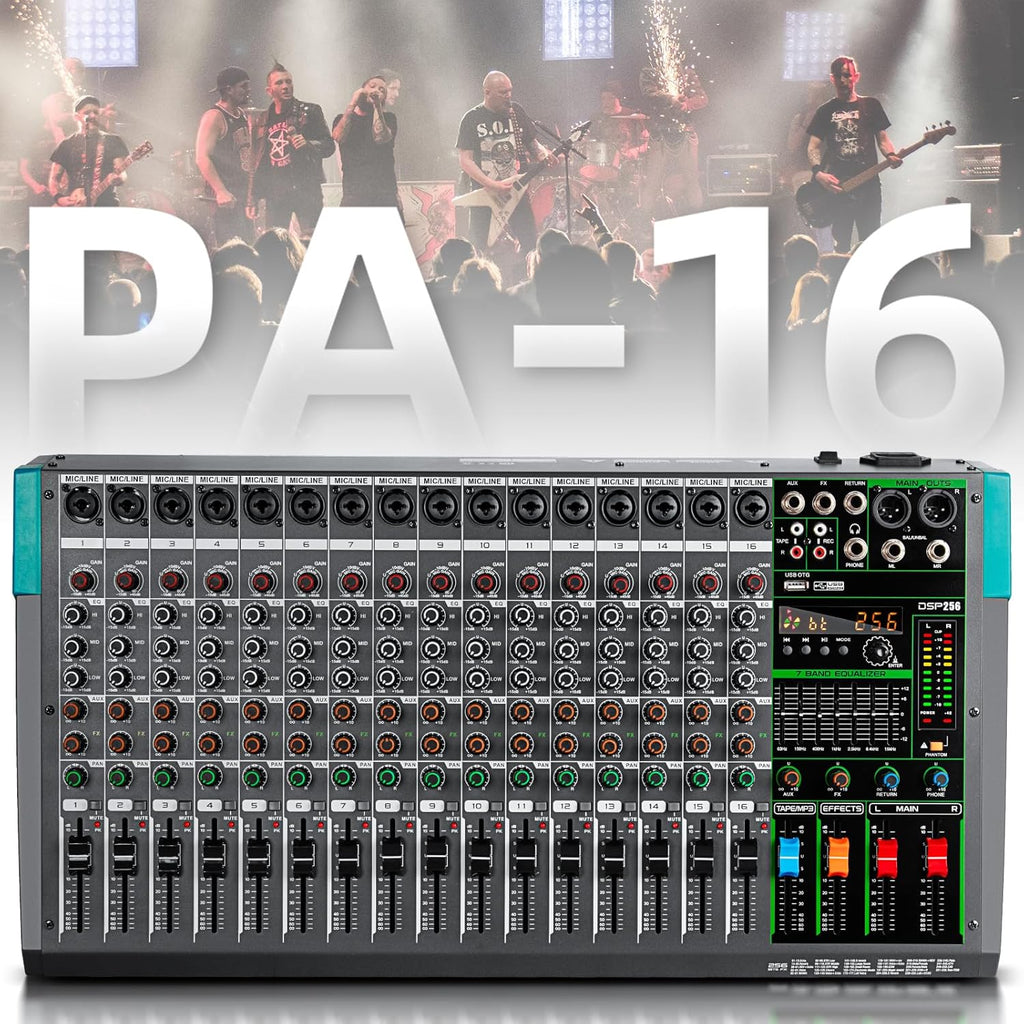 Depusheng PA12 Mixer DJ Professionale a 12 Canali con 256 Effetti DSP, Ingresso Bluetooth, Lettore USB, Alimentazione Phantom 48V