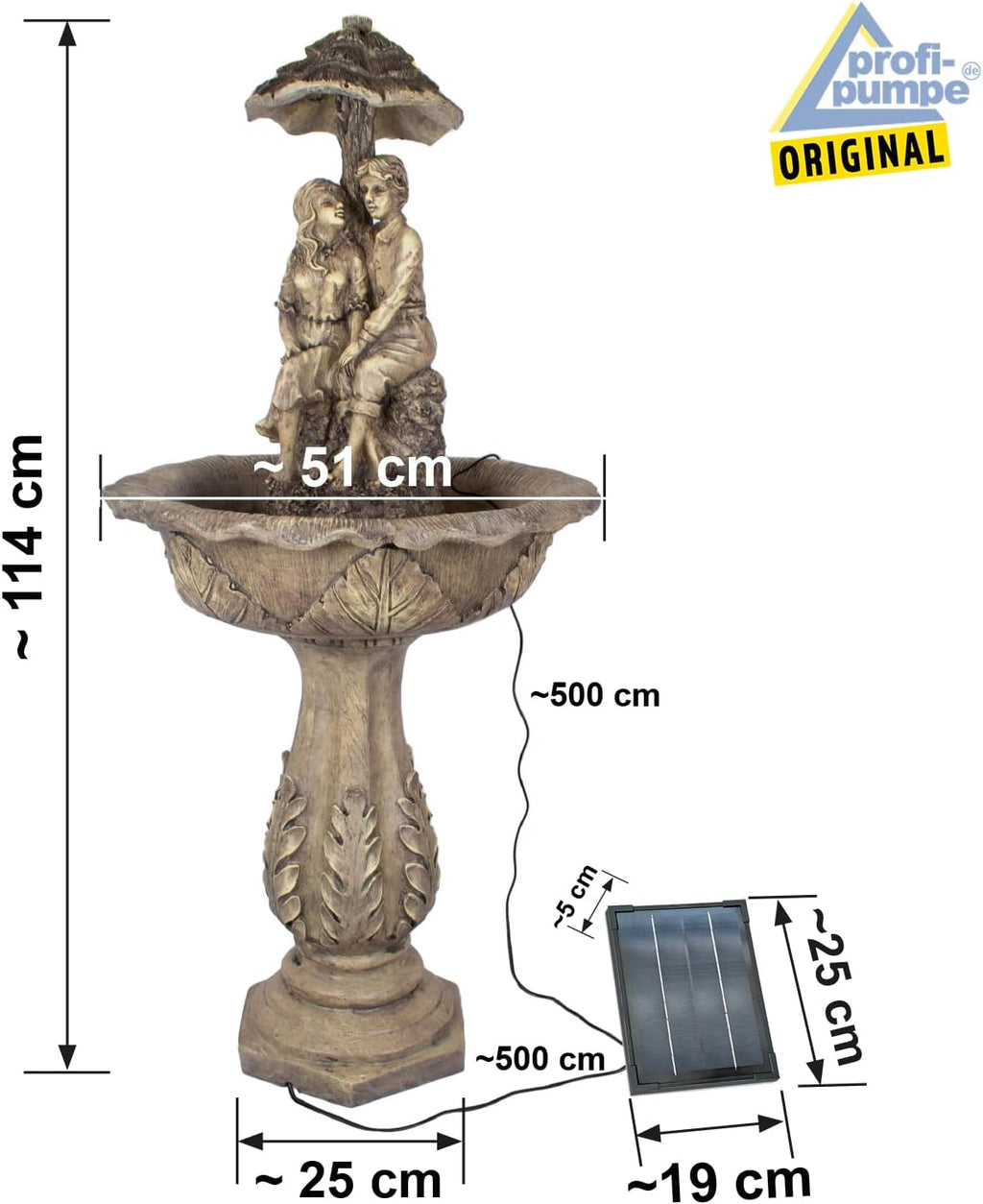 Fontana Solare da Giardino, Fontana a Cascata Classica per Giardino, Luci da Giardino, Pompa per Laghetto per Terrazza, Balcone, Modello Migliorato con Funzione di Avvio Istantaneo della Pompa