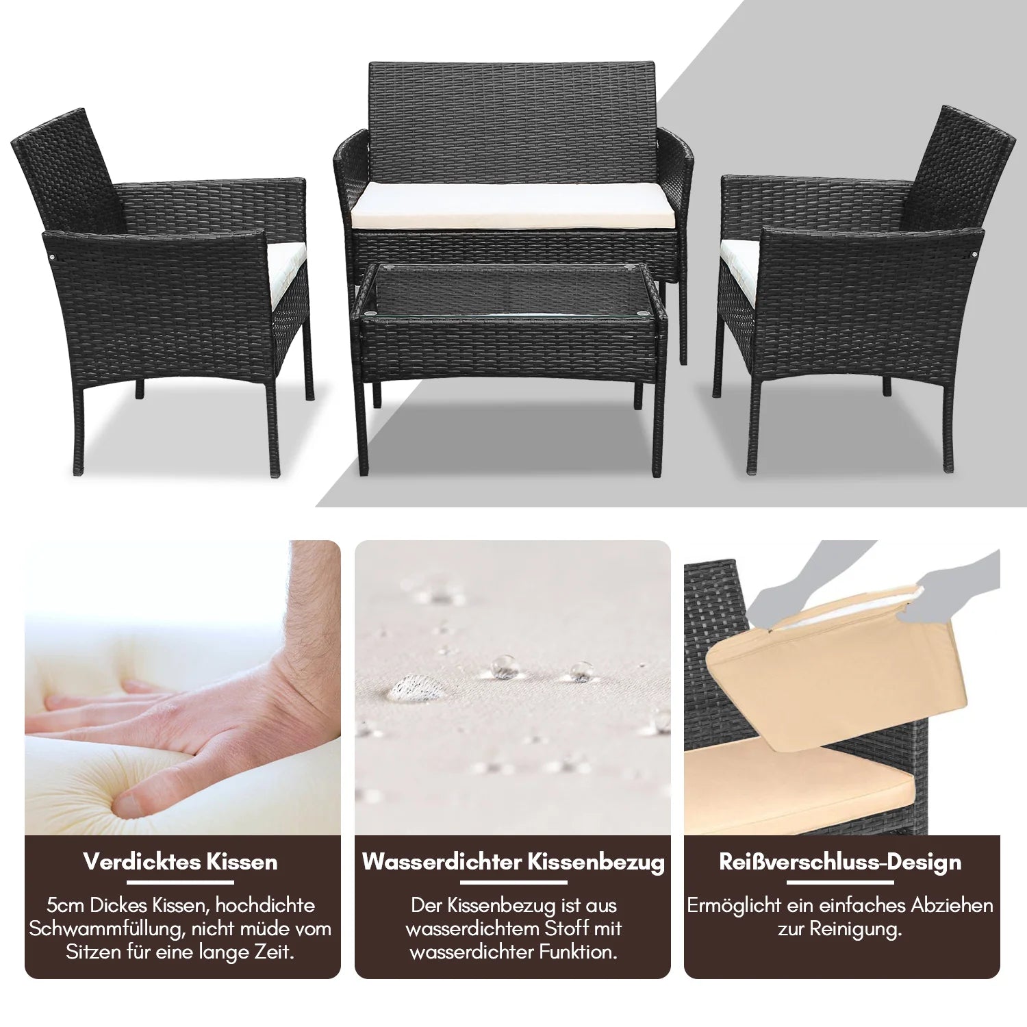 Sonnewelt Salotto da giardino in polyrattan