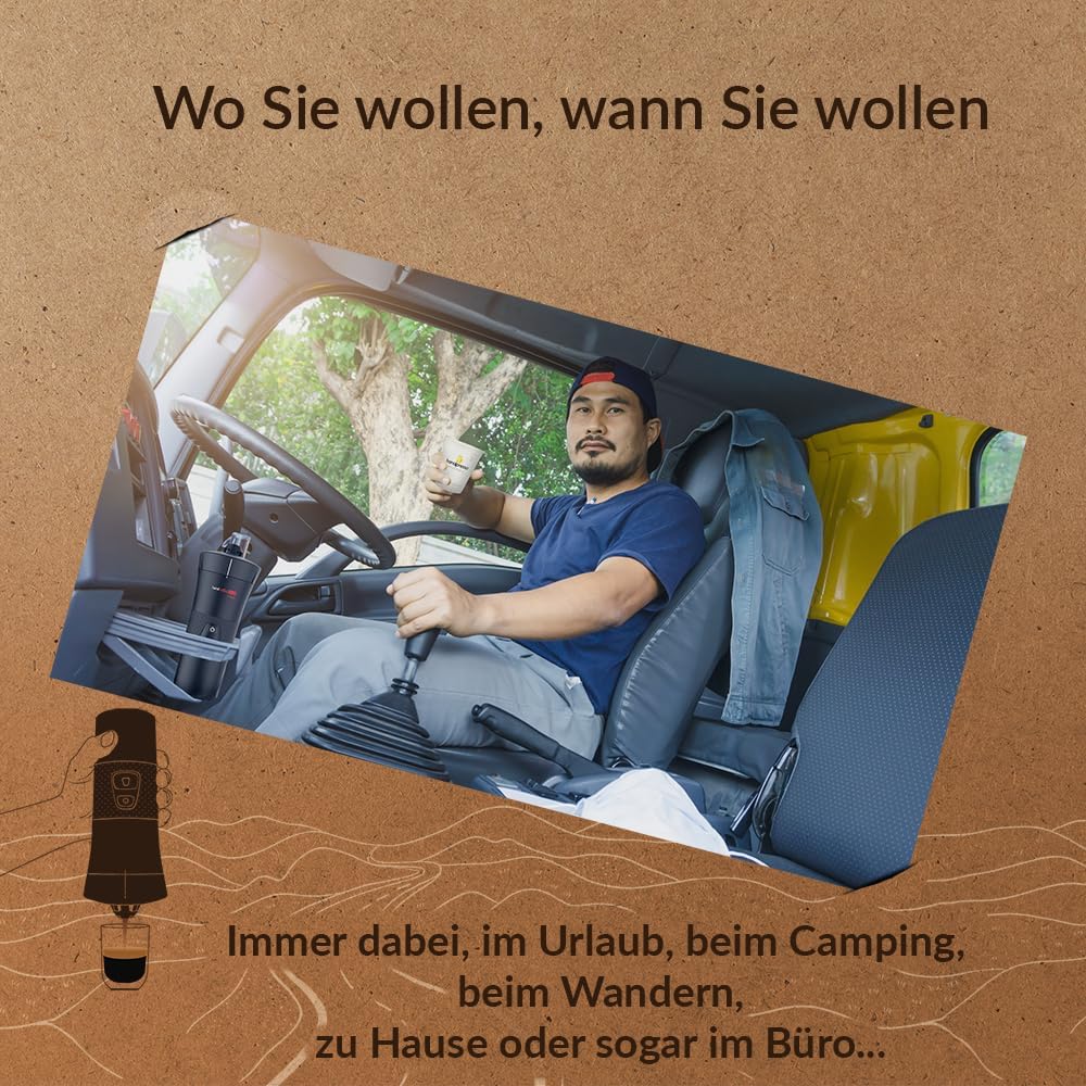 Handpresso Lkw Kaffeemaschine 24V Handcoffee Truck Set 21012 - Pack 24V Kaffeemaschine Lkv mit Tasse une Tasche | Senseo Pads-Kaffeemaschine für Lkw 24 volt | 24V Reise Kaffeemaschine pads für Lkw