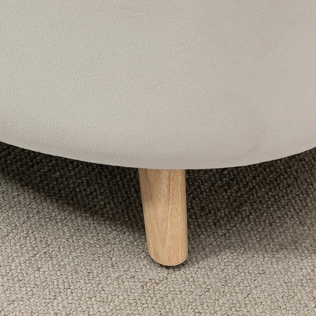 HOMCOM Panca Contenitore Ovale Effetto Velluto Gambe in Legno Beige