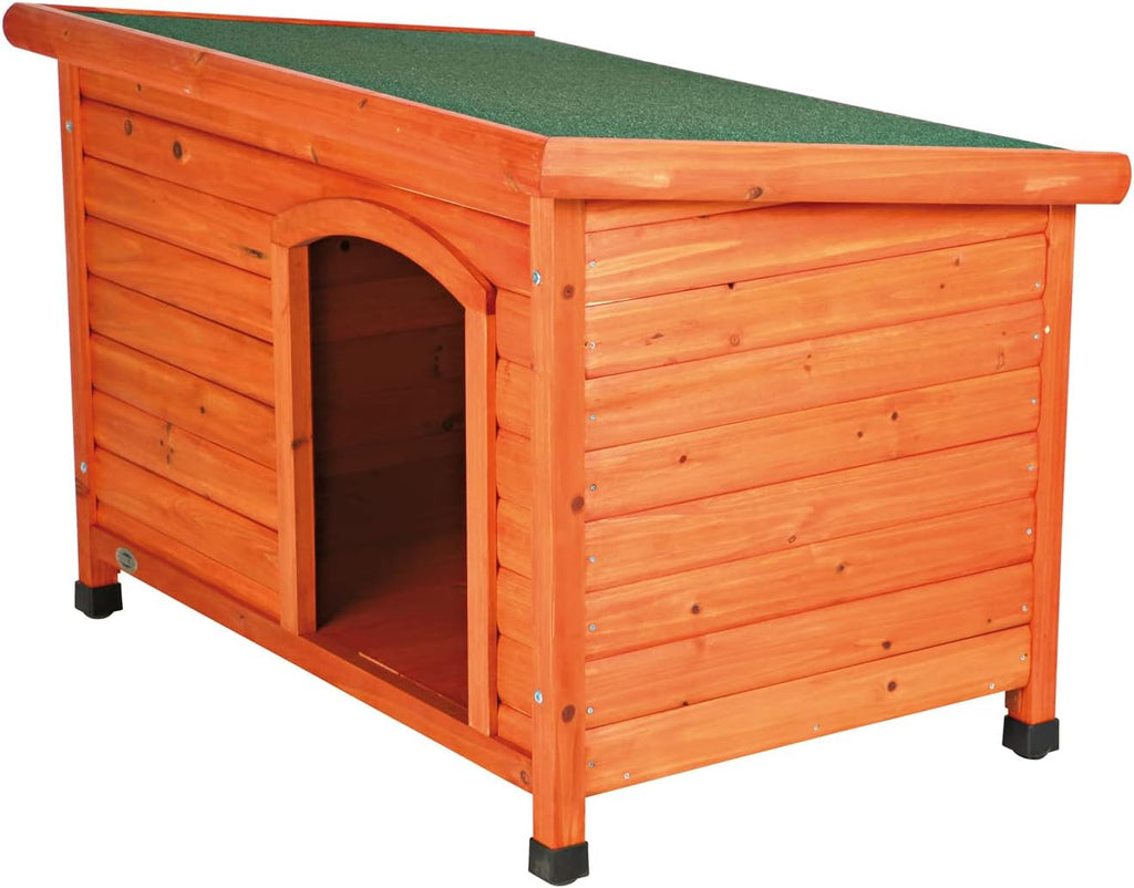 TRIXIE Cuccia per cani natura Classic tetto piatto, resistente alle intemperie e apribile, S–M: 85 × 58 × 60 cm, marrone - 39551