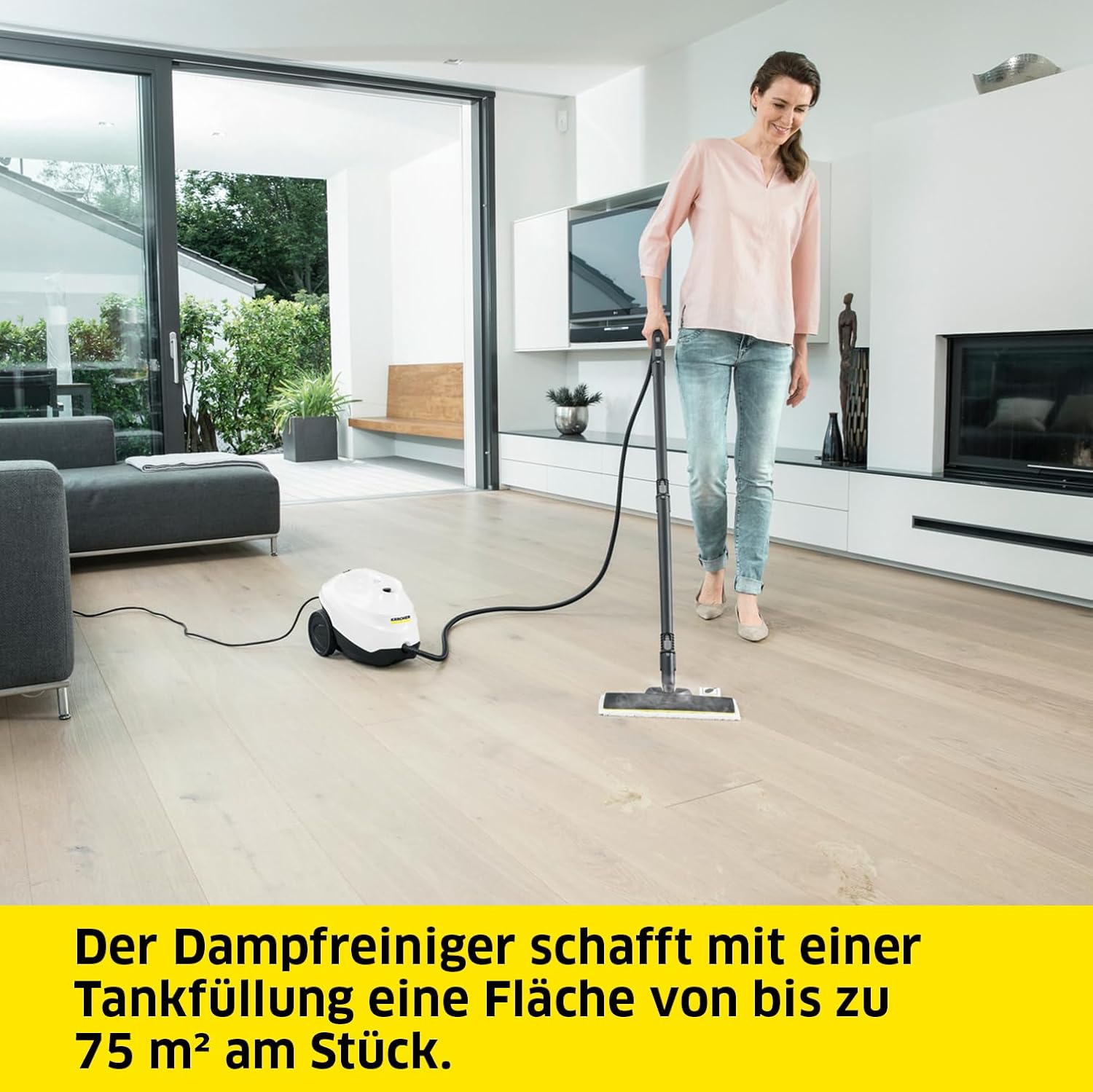 Kärcher Pulitore a vapore SC 2 EasyFix, pressione vapore: 3,2 bar, tempo di riscaldamento: 6,5 min., potenza: 1.500 W, copertura: 75 m², serbatoio: 1 l, con set per la pulizia del pavimento EasyFix, ugelli e panno in microfibra, bianco
