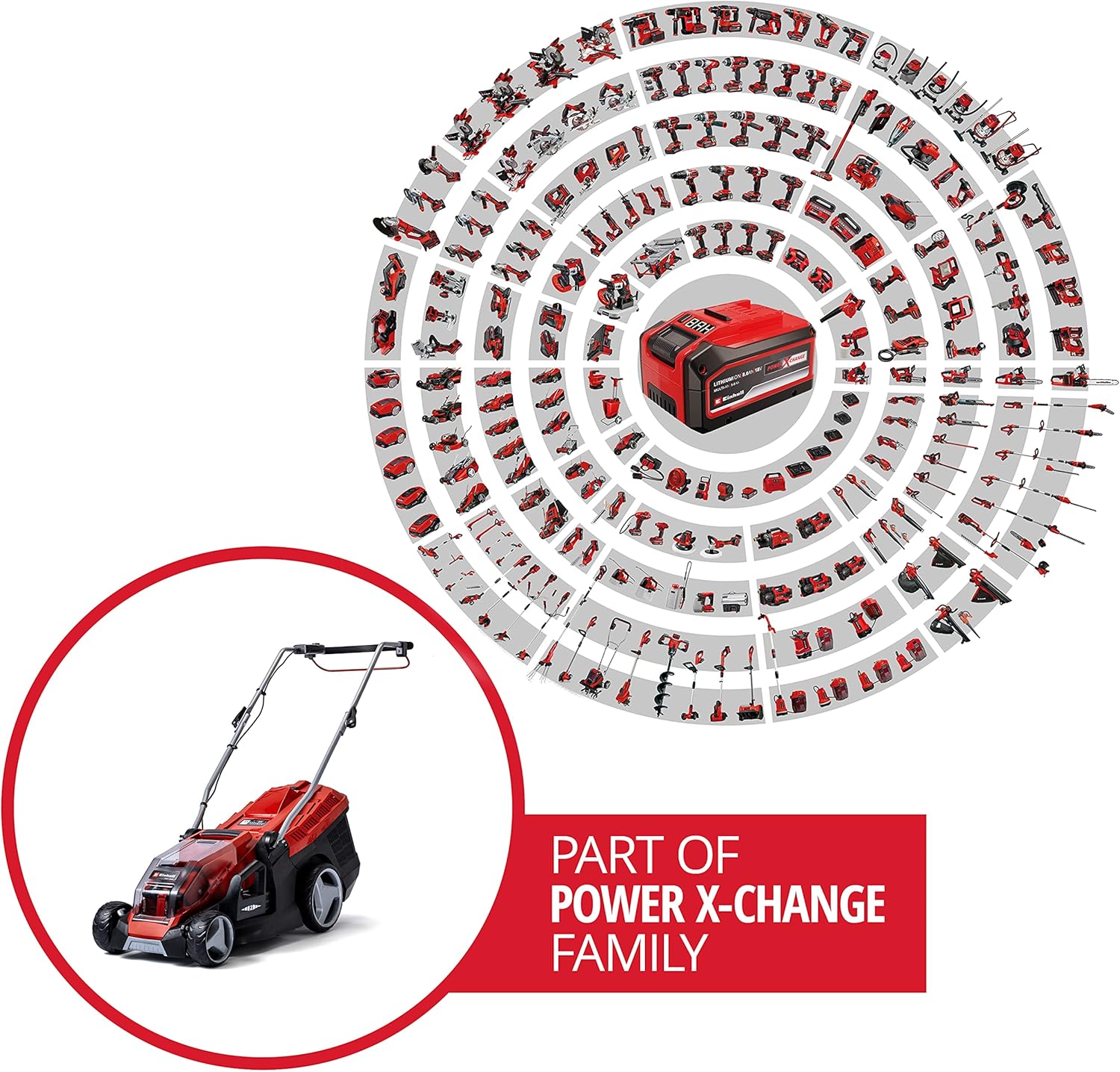 Einhell Tagliaerba a batteria GE-CM 36/36 Li Kit Power X-Change (36 V, larghezza di taglio 36 cm, fino a 400 m², senza spazzole, cesto di raccolta 40 l, altezza di taglio 25-75 mm, incl. 2 batterie da 4,0 Ah + 2 caricabatterie)