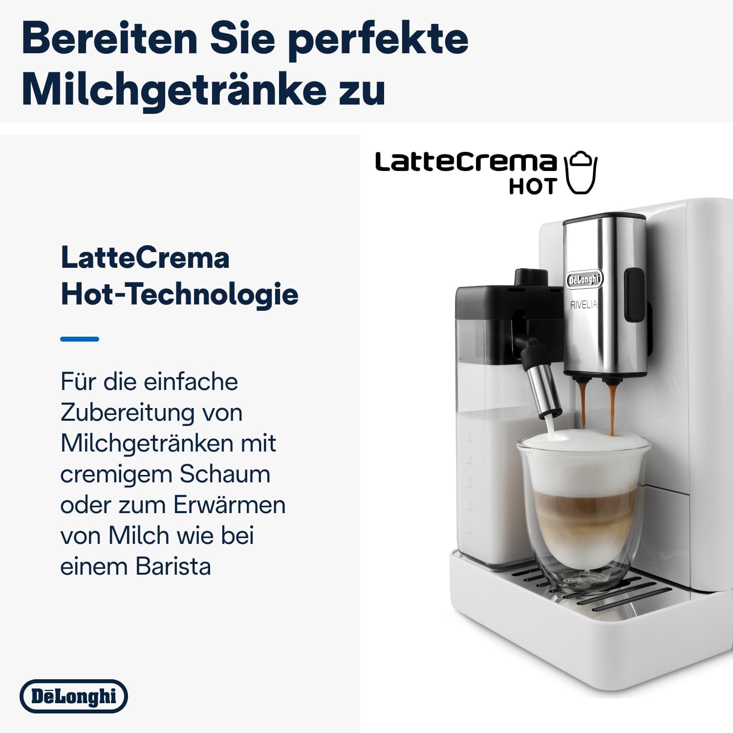 De'Longhi Rivelia EXAM440.35.BG Macchina da caffè automatica con lancia vapore, contenitore chicchi intercambiabile, 8 bevande a base di caffè one-touch, funzione Extra Shot, display touch da 3,5 pollici, Beige