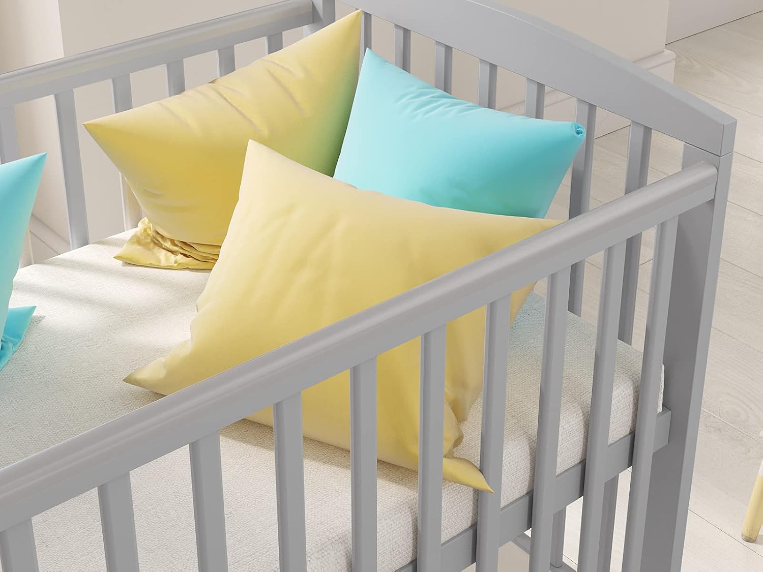 Love For Sleep Babybett Beistellbett 120x60cm mit Schaumstoffmatratze Weiß Jacob Kinderbett Baby Bett Holz - Kinderbett Babybett, Mitwachsend Gitterbett Baby Bed