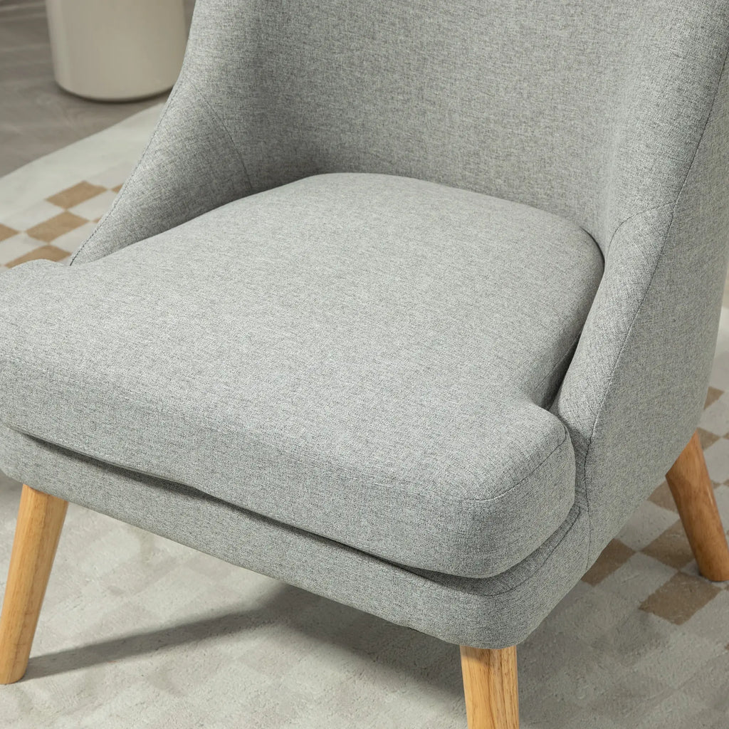 HOMCOM Sedia Imbottita Design Scandinavo Poltroncina Grigio Chiaro
