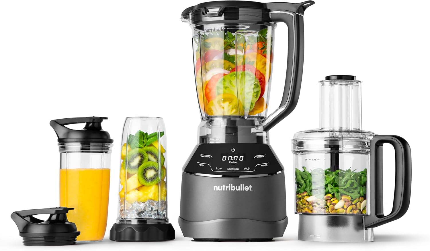 nutribullet Frullatore Combo Full Size, Mixer Elettrico, Tritatutto Multifunzione, Professionale, 1200 Watt, Caraffa da 1,89 l, Bicchieri da 946 ml e 710 ml, Nero, NBF500MB