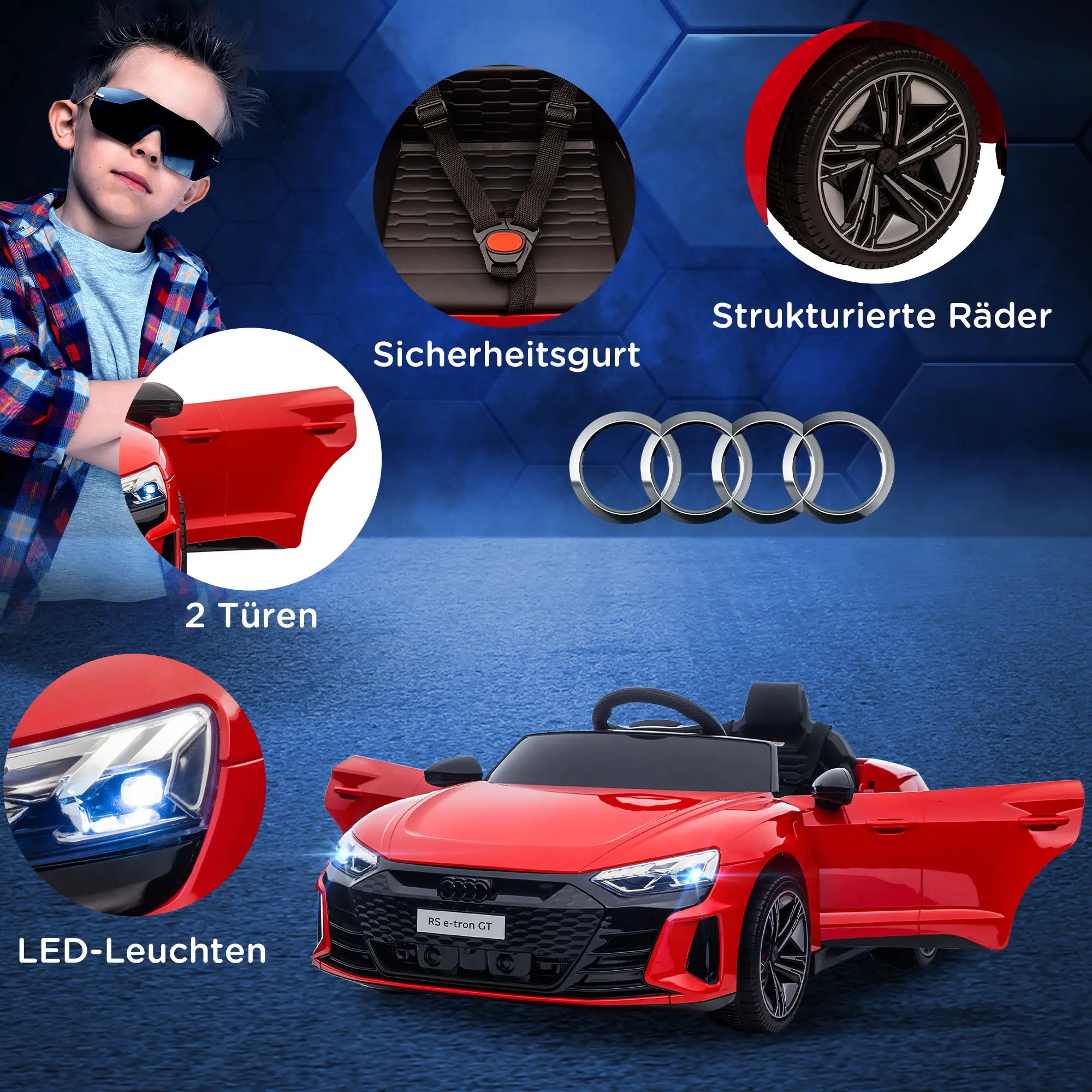 HOMCOM Auto Elettrica per Bambini con Telecomando e Funzione Musicale Rosso