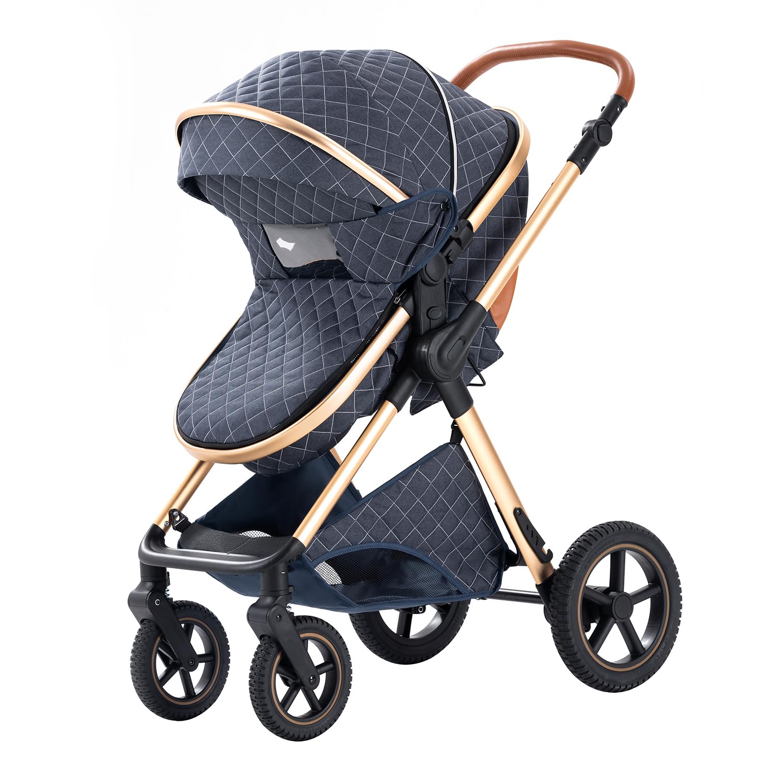 Shineey kinderwagen 3 in 1 Buggy Babybett Komplett Set Einem Klick Zusammenklappbarer Kinderwagen, 3 in 1 KombiKinderwagen Aluminiumrahmen für Neugeborene