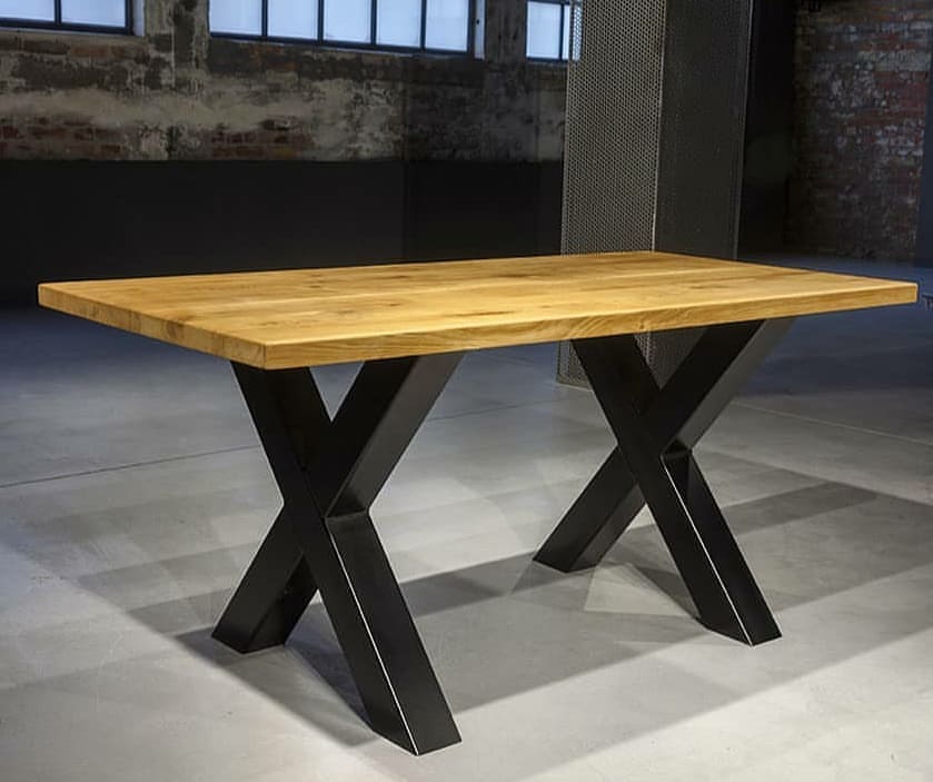 Serie UNA | Tavolo in legno massello - Rovere - gambe a X incluse - diverse misure e colori | Lunghezza: 160 - 300 cm | Larghezza: 90 - 100 cm