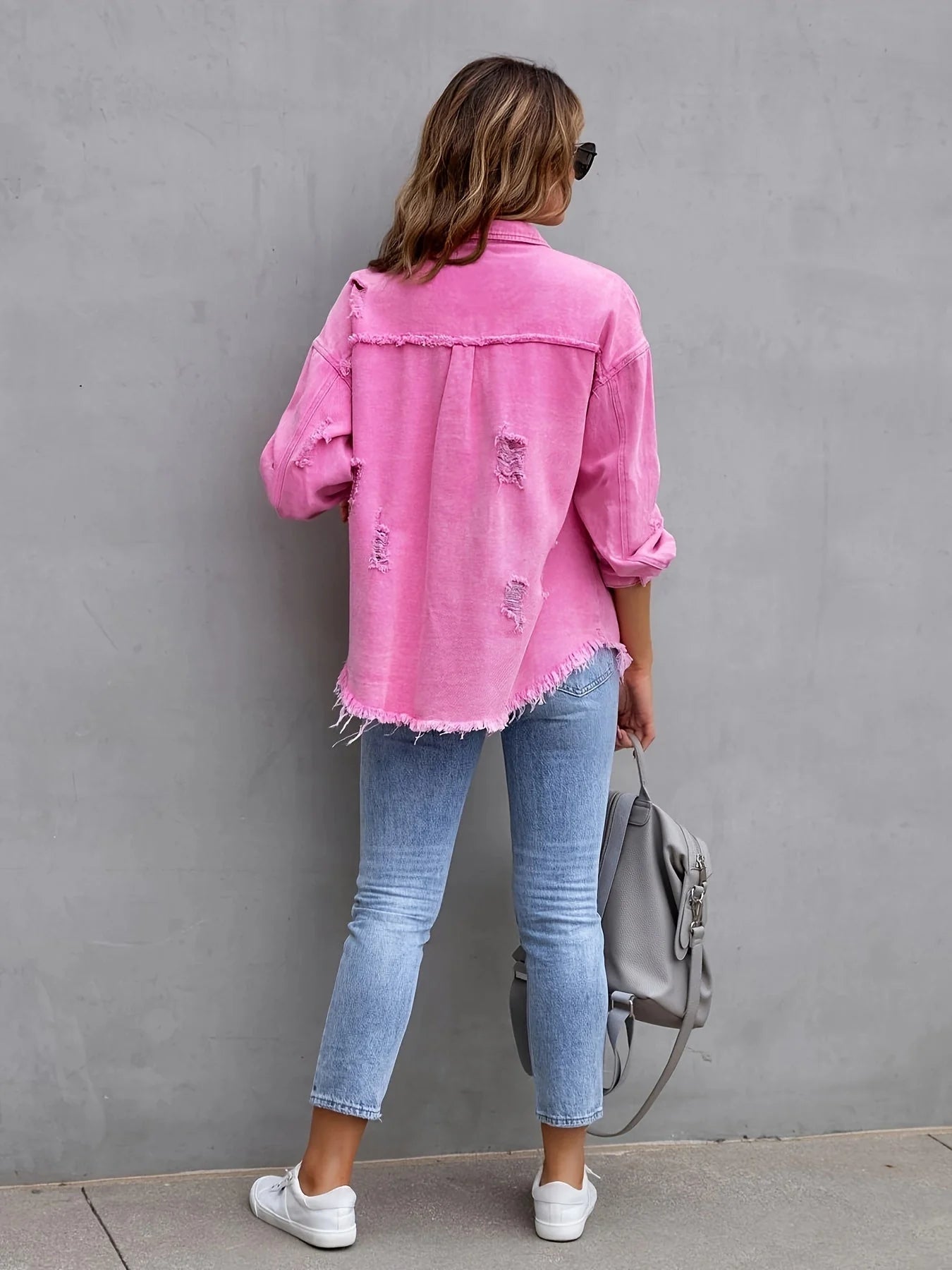 Zerrissene Denim-Jacke in bergre