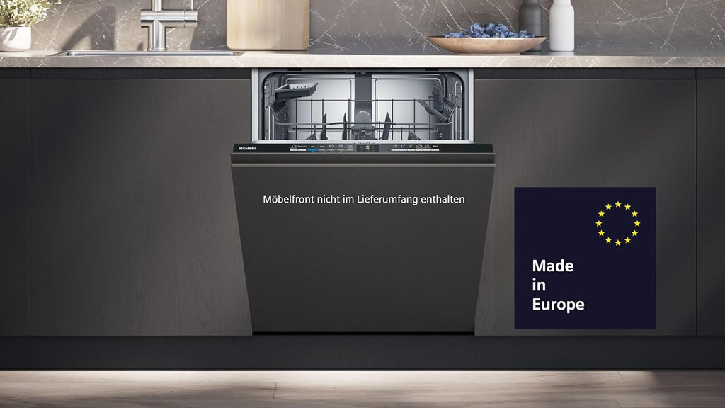 Siemens SN43ES14VE, lavastoviglie intelligente iQ300, lavastoviglie da incasso con cassetto portaposate, 60 cm, apertura automatica della porta grazie ad autoOpen dry, particolarmente silenziosa con motore iQdrive, aquaStop, acciaio inossidabile