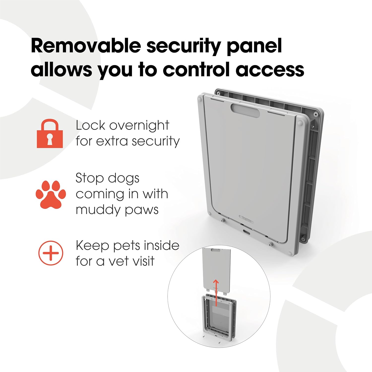 Dog Mate Sportello per cani di taglia media, facile da installare su porte in PVC, muri e porte in legno, bianco