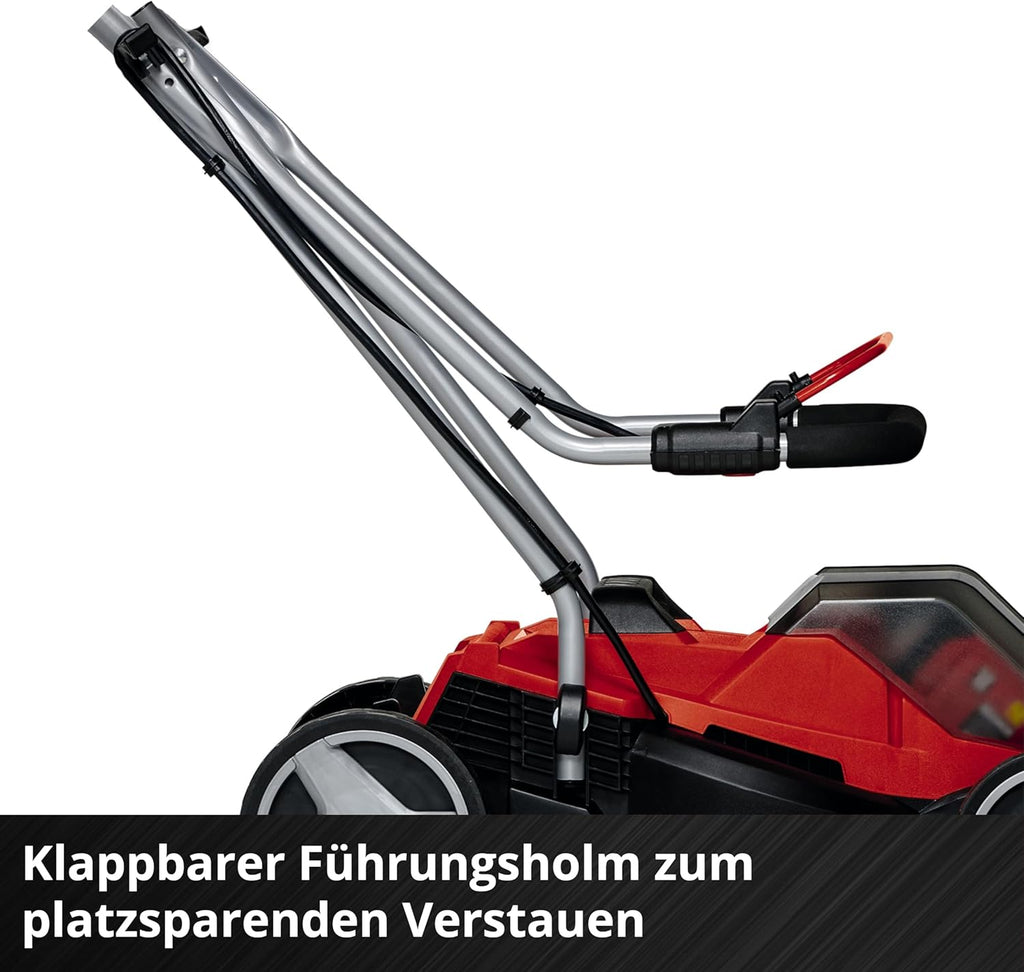 Einhell Tosaerba a batteria GE-CM 36/33 Li Kit Power X-Change (36 V, larghezza di taglio 33 cm, fino a 250 m², cesto di raccolta 30 L, altezza di taglio 25-65 mm, include 2 batterie da 2,5 Ah + 2 caricabatterie)