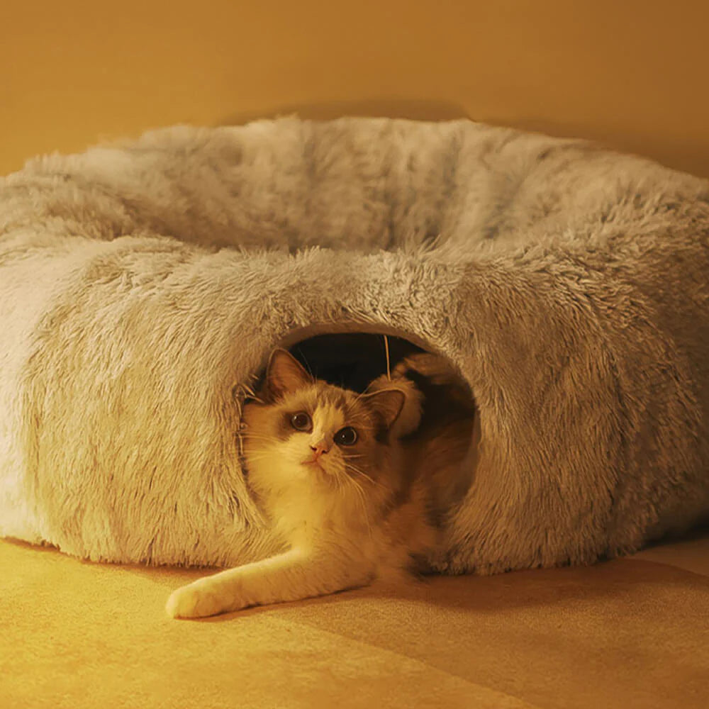 FelineKomfort – Klappbares Tunnelbett für Schlafen und Spielen