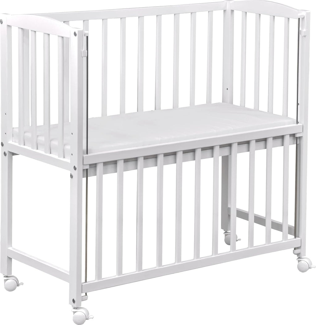 Baby Delux Beistellbett Babybett weiß 90x40 cm Stubenwagen höhenverstellbar mit Rädern und Matratze, 21983