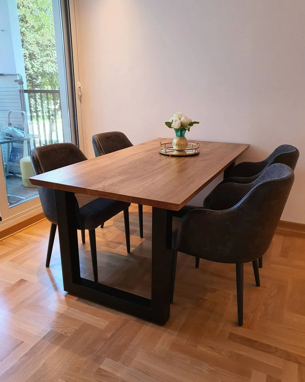 Serie UNA | Tavolo in legno massello - Rovere - gambe a U incluse - diverse misure e colori | Lunghezza: 160 - 300 cm | Larghezza: 90 -100 cm