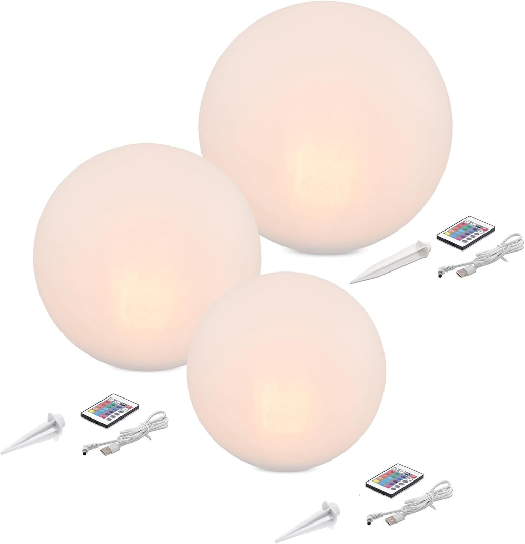 Esotec Sfera solare da giardino SIENA | Set da 3 sfere luminose multicolore per giardino | Illuminazione da giardino, decorazione da giardino per esterni resistente all'inverno | Lampada solare a sfera da esterno | 16 colori di illuminazione 102895