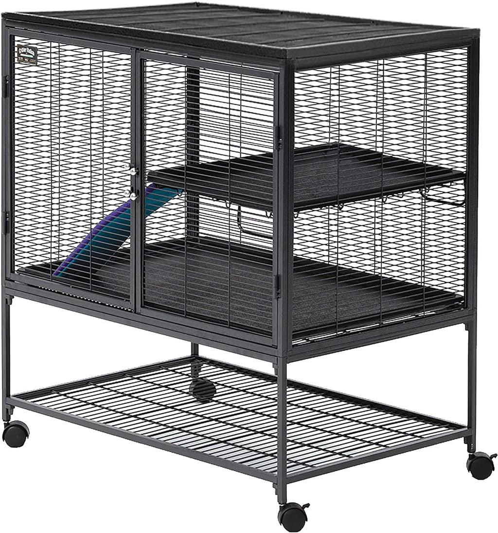 MidWest Homes for Pets Deluxe Critter Nation Modello 162 Gabbia per piccoli animali, doppia unità, dimensioni della gabbia assemblata ca. 91 x 61 x 160 cm (L x P x A), grigio quarzo