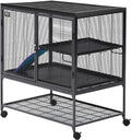MidWest Homes for Pets Deluxe Critter Nation Modello 162 Gabbia per piccoli animali, doppia unità, dimensioni della gabbia assemblata ca. 91 x 61 x 160 cm (L x P x A), grigio quarzo
