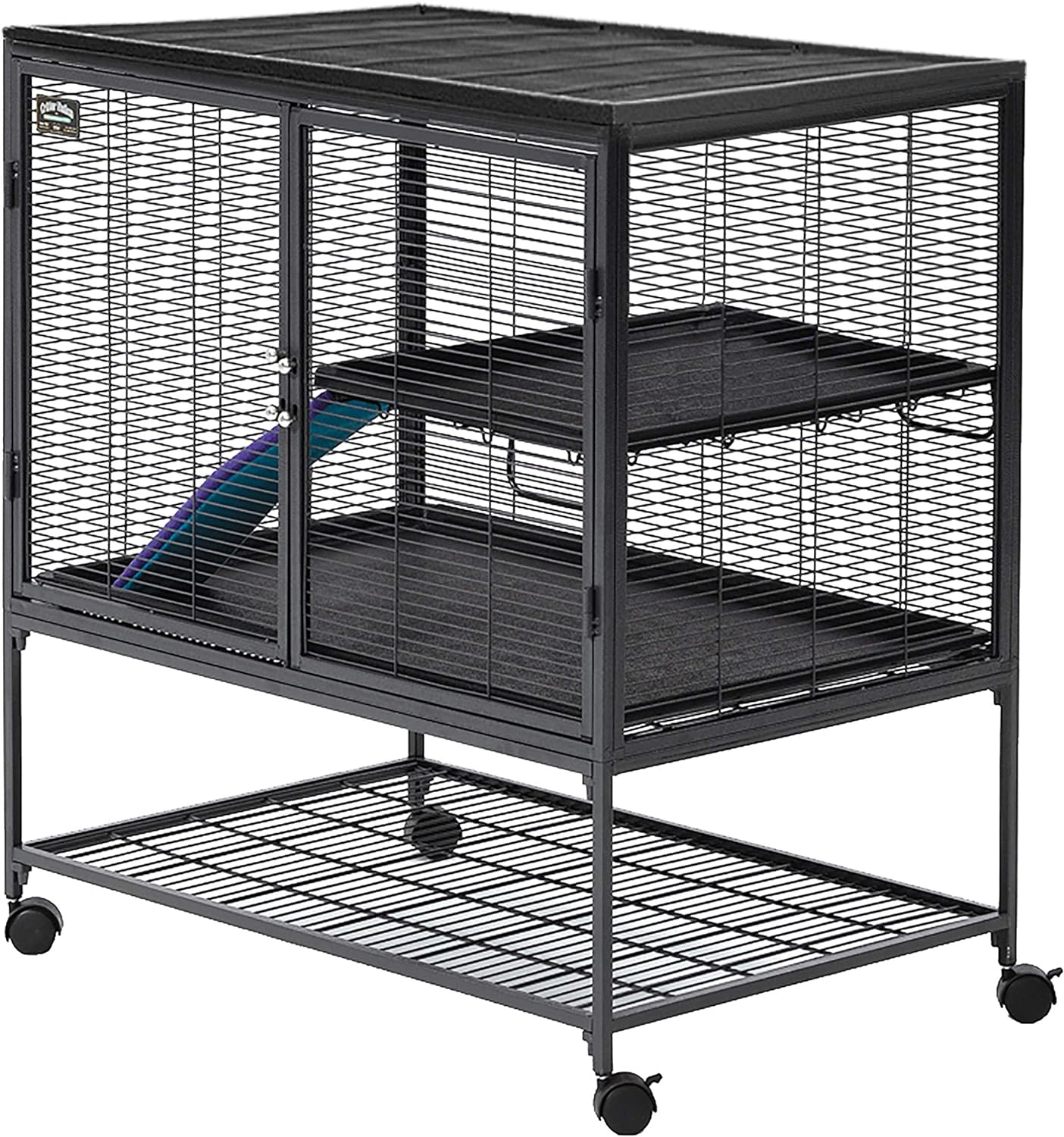 MidWest Homes for Pets Deluxe Critter Nation Modello 162 Gabbia per piccoli animali, doppia unità, dimensioni della gabbia assemblata ca. 91 x 61 x 160 cm (L x P x A), grigio quarzo