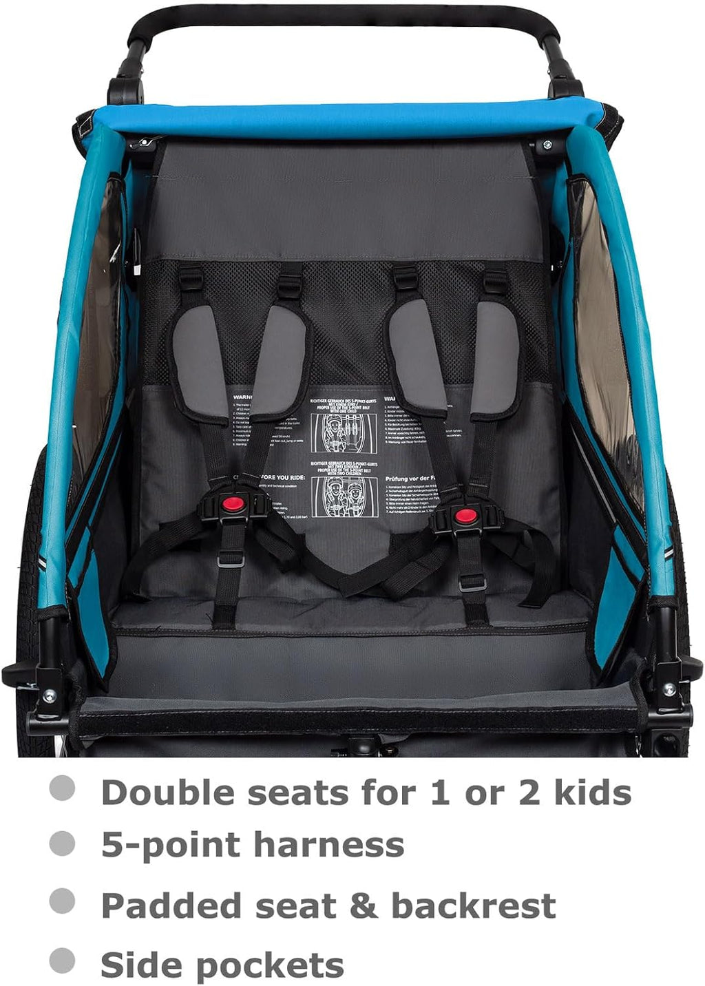 Tiggo VS Kinderanhänger 360° Drehbar mit Federung 2in1 Fahrradanhänger mit Buggy Set Jogger 5-Punkt Gurt Fahrrad Anhänger für 1 bis 2 Kinder max. 40kg