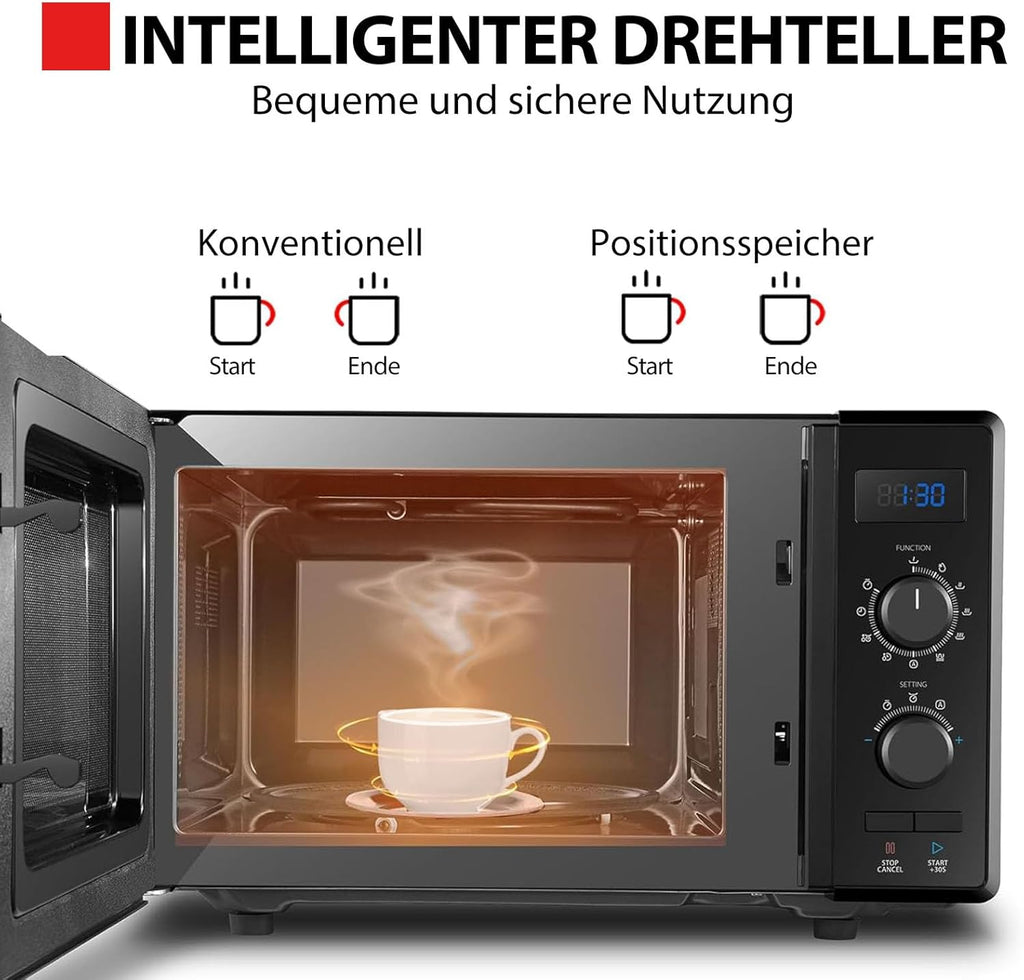 Forno a microonde a libera installazione Toshiba MW2-MM20PF(BK) / microonde singolo / 20L / 800W / 5 livelli di potenza con pratica funzione di scongelamento/illuminazione interna a LED/Nero