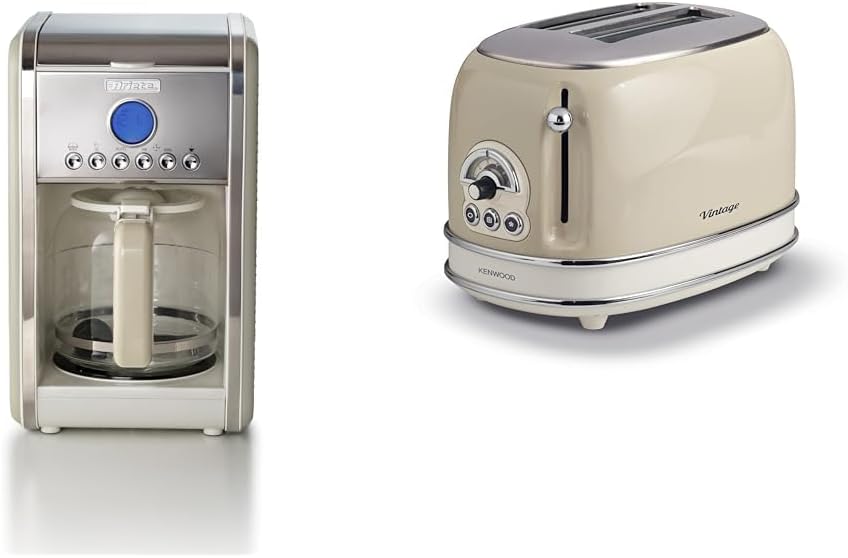 Ariete Vintage 1342 Macchina da Caffè Americano Retrò, Caraffa in Vetro Temperato, Fino a 12 Tazze, Timer 24 Ore, Spegnimento Automatico, Funzione Anti-Goccia, Piastra Riscaldante, Capacità 1.5 L, 2000 W, Verde