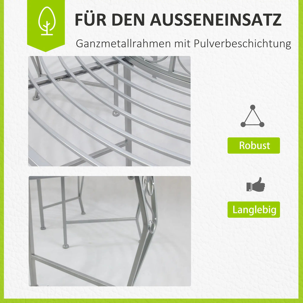 Outsunny Panchina ad anello per albero Design a 360° Ampia seduta in metallo