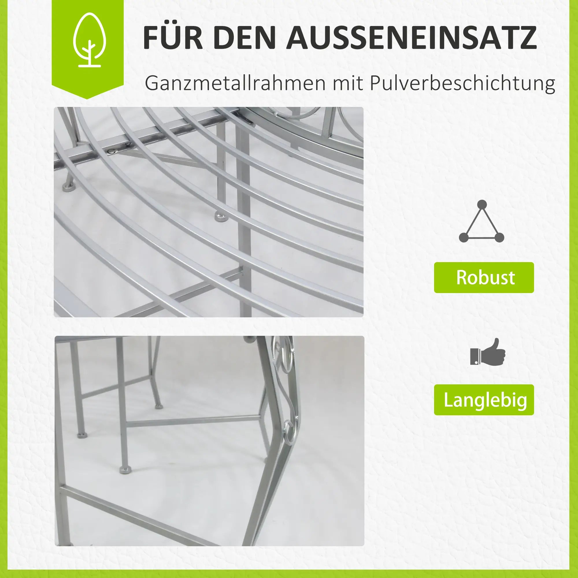 Outsunny Panchina ad anello per albero Design a 360° Ampia seduta in metallo