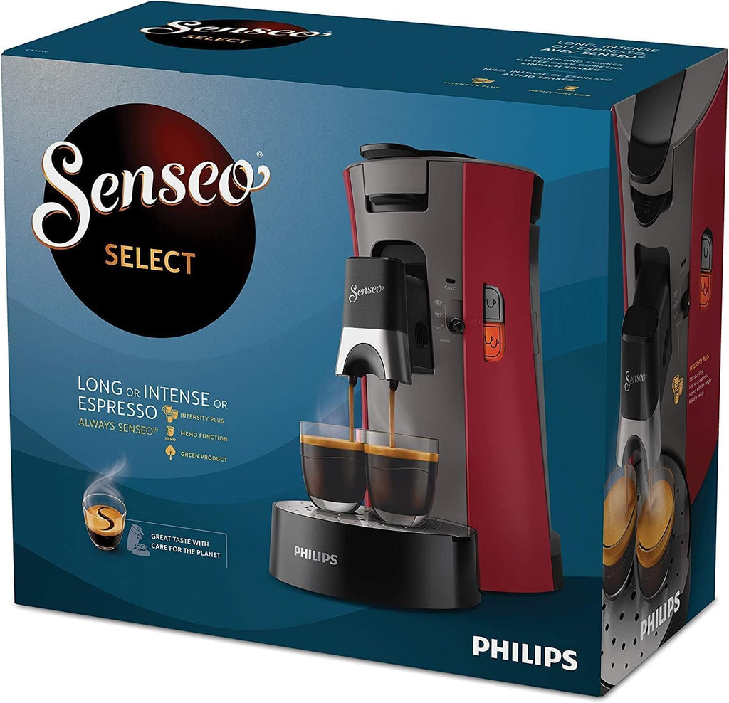 Philips Senseo Select CSA240/20 Macchina da caffè a cialde (selezione intensità Plus, funzione Memo, in plastica riciclata), Nero Eco